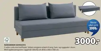 JYSK NORSMINDE SOVESOFA oferta