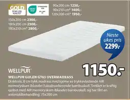 JYSK WELLPUR GULEN GT65 OVERMADRASS oferta