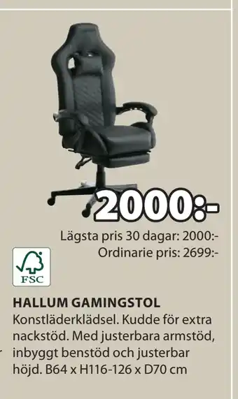 JYSK HALLUM GAMINGSTOL oferta