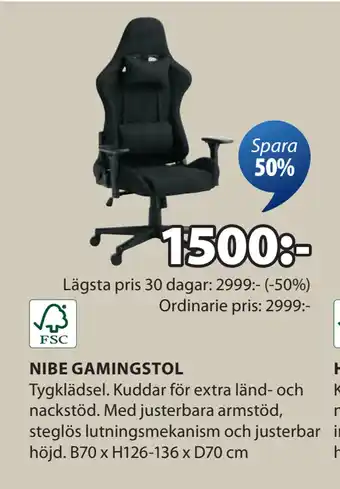 JYSK NIBE GAMINGSTOL oferta