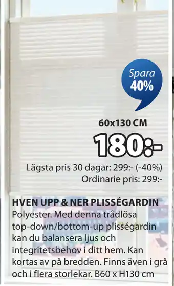 JYSK HVEN UPP & NER PLISSÉGARDIN oferta