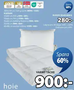 JYSK KUDDE 50x60 800 G oferta