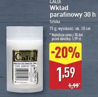 ALDI Wkład parafinowy do znicza 30 h Calix oferta