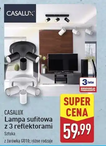 ALDI Lampa sufitowa z 3 reflektorami czarna Casalux oferta
