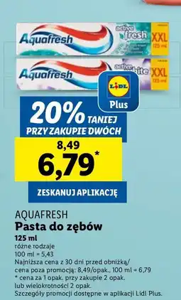 Lidl Pasta do zębów Aquafresh Active White oferta