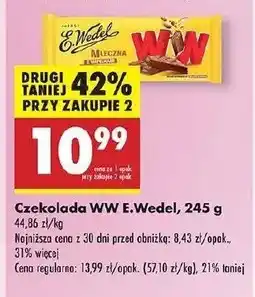 Biedronka Czekolada mleczna z wafelkami orzechowymi Wedel oferta