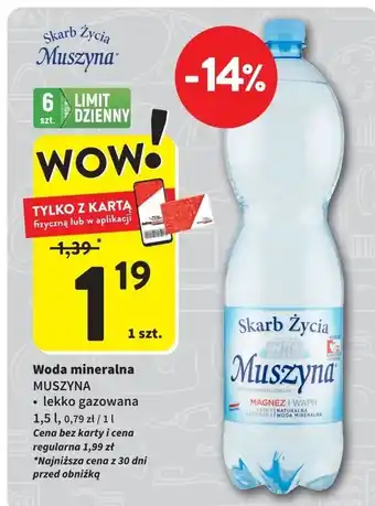 Intermarche Woda lekko gazowana Muszyna Skarb Życia oferta