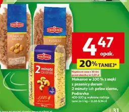 Auchan Makaron pełnoziarnisty lumache rigate Podravka oferta