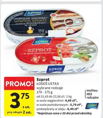 Intermarche Szproty podwędzany w oleju Łosoś Ustka oferta