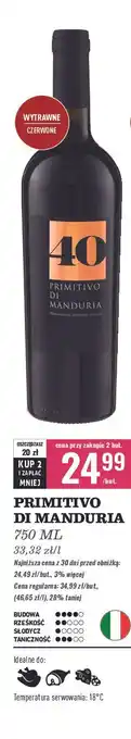 Biedronka Wino Primitivo Di Manduria 40 oferta