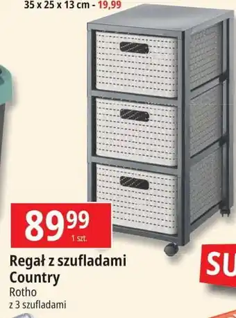 E.Leclerc Regał z 3 szufladami country Rotho oferta