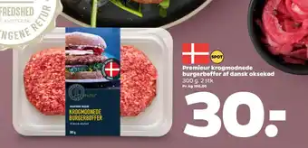 Netto Premieur krogmodnede burgerbøffer af dansk oksekød oferta