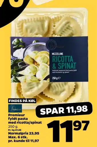 Netto Premieur fyldt pasta med ricotta/spinat oferta