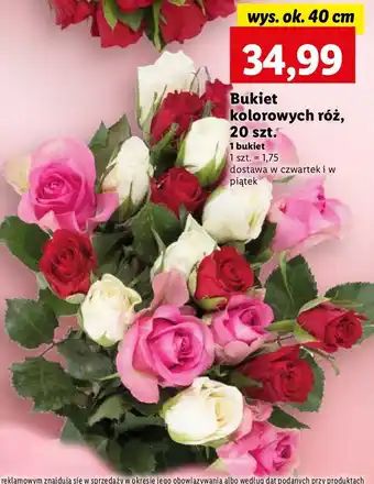 Lidl Bukiet kolorowych róż 40 cm oferta