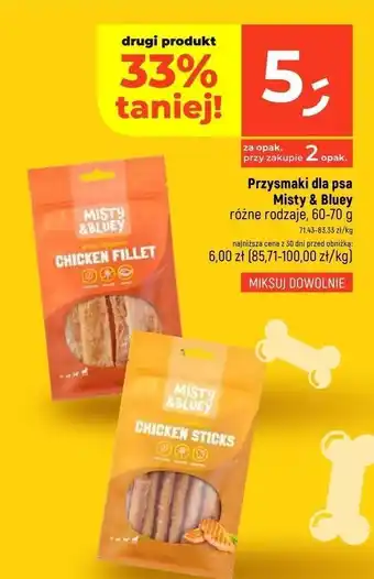 Dealz Przysmak dla psa chicken fillet Misty & Bluey oferta