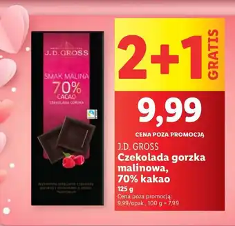 Lidl Czekolada ekwador 70% z malinami J.d.gross oferta