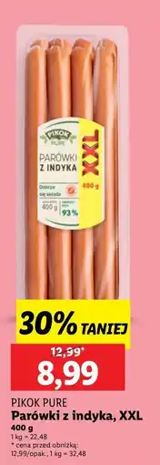 Lidl Parówki z indyka xxl Pikok Pure oferta