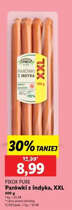 Lidl Parówki z indyka xxl Pikok Pure oferta