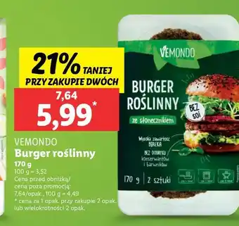 Lidl Burger roślinny ze słonecznikiem Vemondo oferta