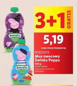 Lidl Mus truskawki i wiśnia z bananem peppa pig Bobovita oferta