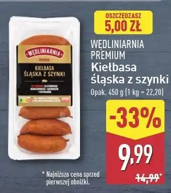 ALDI Kiełbasa śląska z szynki Wędliniarnia Premium oferta