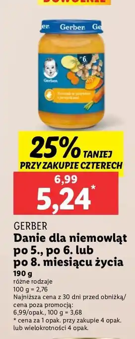 Lidl Obiadek kurczak w potrawce z jarzynkami Gerber oferta