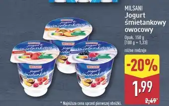 ALDI Jogurt śmietankowy owoce leśne Milsani oferta