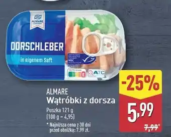 ALDI Wątróbki z dorsza w sosie własnym Almare Seafood oferta