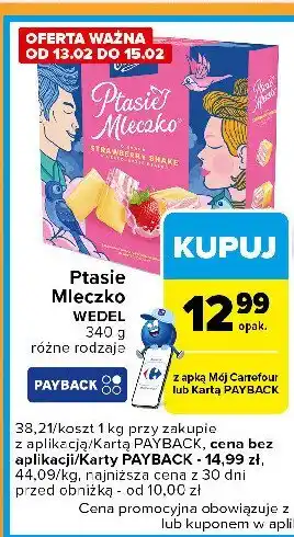 Carrefour Express Czekoladki w białej czekoaldzie strawberry shake E. wedel ptasie mleczko oferta