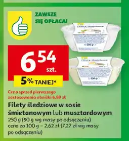 Auchan Filety śledziowe w sosie śmietanowym Podniesiony kciuk oferta