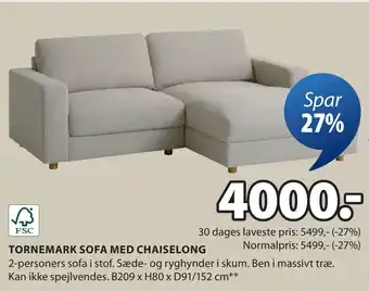 JYSK TORNEMARK SOFA MED CHAISELONG oferta