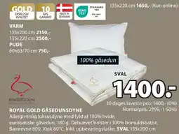 JYSK ROYAL GOLD GÅSEDUNSDYNE oferta