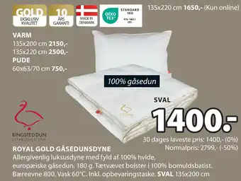 JYSK ROYAL GOLD GÅSEDUNSDYNE oferta