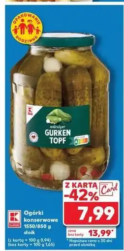 Kaufland Ogórki konserwowe K-classic oferta