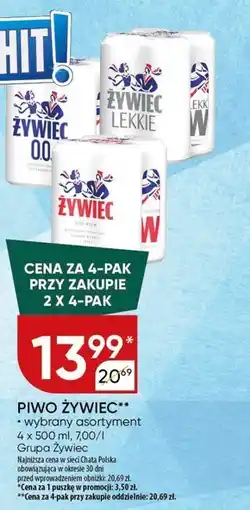 Chata Polska Żywiec Piwo jasne 4 x 500 ml oferta