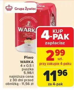 Carrefour Warka Classic Piwo jasne 4 x 500 ml oferta