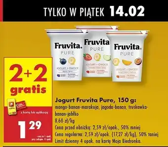 Biedronka Jogurt mango-banan-marakuja Fruvita pure Fruvitaland oferta