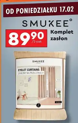 Biedronka Zasłony ze złotym nadrukiem na przelotkach 140 x 250 cm Smukee oferta