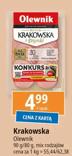 E.Leclerc Kiełbasa krakowska sucha z szynki Olewnik oferta