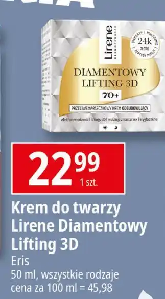 E.Leclerc Przeciwzmarszczkowy krem odbudowujący 70+ Lirene Diamentowy Lifting 3D oferta