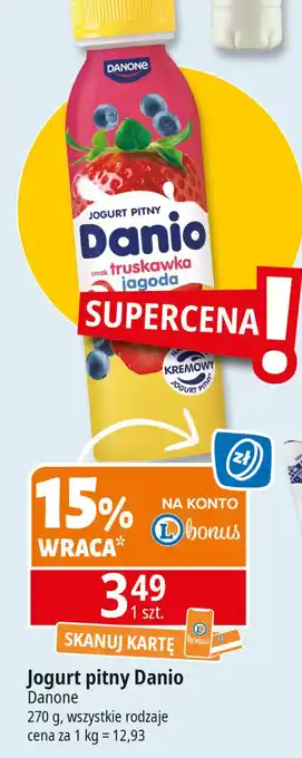 E.Leclerc Jogurt pitny truskawka jagoda Danone Danio oferta