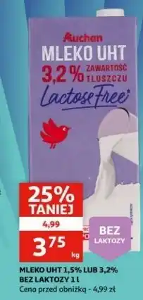 Auchan Mleko bez laktozy 1.5% Auchan Różnorodne (Logo Czerwone) oferta