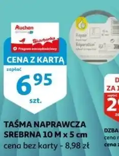 Auchan Taśma naprawcza srebrna 10 m x 5 cm Podniesiony Kciuk oferta