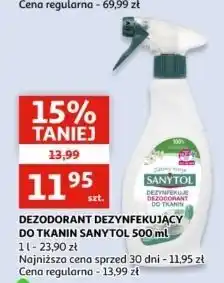 Auchan Dezodorant dezynfekujący do tkanin w sprayu Sanytol oferta