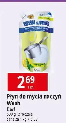 E.Leclerc Płyn do mycia naczyń lemon zapas Wash & Free oferta