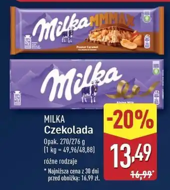 ALDI Czekolada mleczna Milka Alpenmilch oferta