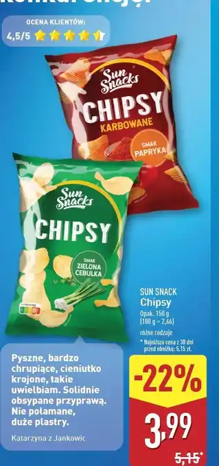 ALDI Chipsy paprykowe Sun Snacks oferta