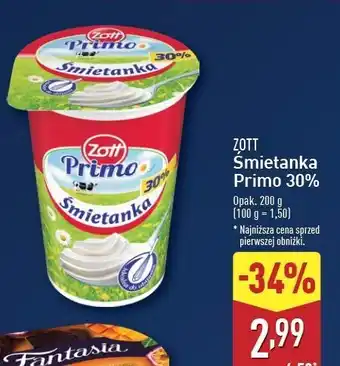 ALDI Śmietanka 30% Zott Primo oferta