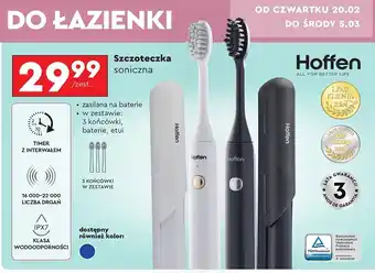 Biedronka Szczoteczka soniczna + 3 końcówki Hoffen oferta