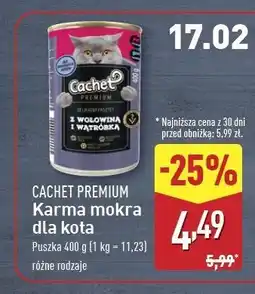 ALDI Karma dla kota wołowina i wątróbka Cachet oferta